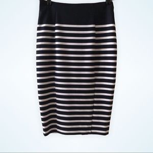 H&M Navy Blue & White Nautical Stripe Pencil Skirt